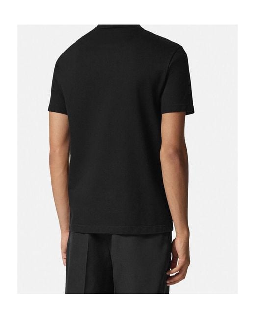 Versace Black 1/4 Zipped Short-Sleeved Polo Shirt for men