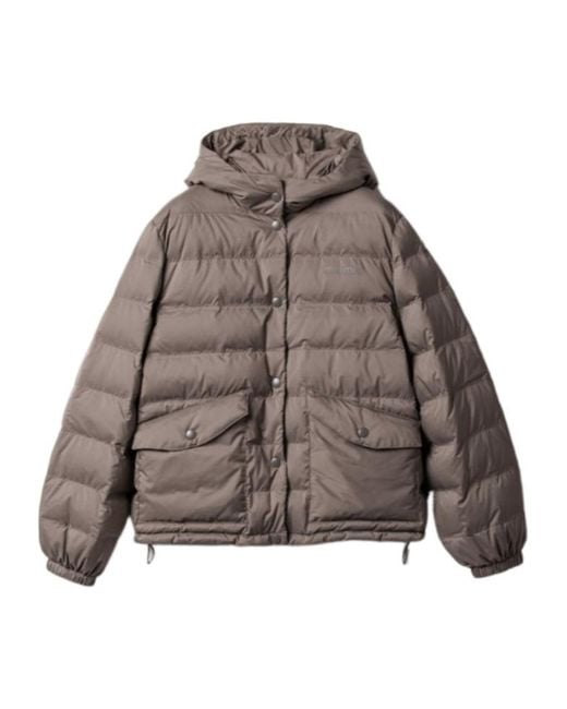 Miu Miu Brown Down Technical Pongé Puffer Jacket
