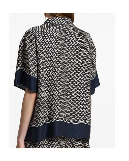 Peserico Gray Pattern-Printed Short-Sleeved Shirt