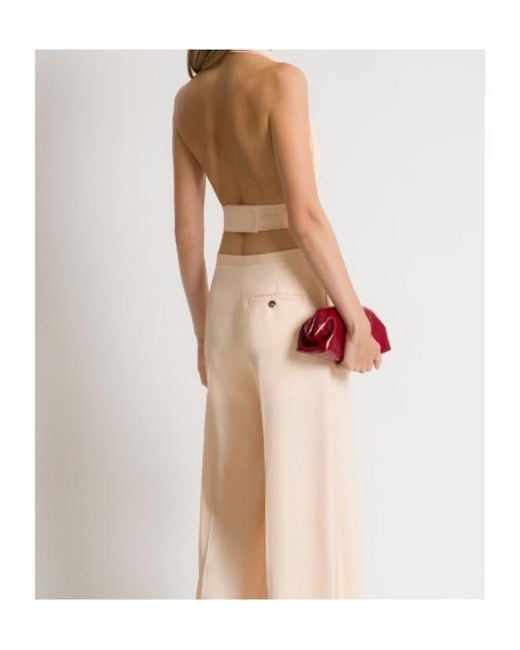 Alberta Ferretti Natural Draped Scarf-Effect Top
