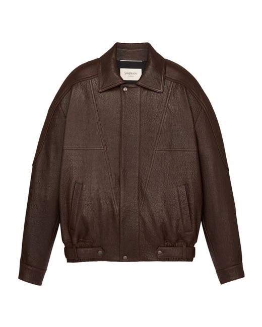 Saint Laurent Brown Bubbled Leather Jacket for men
