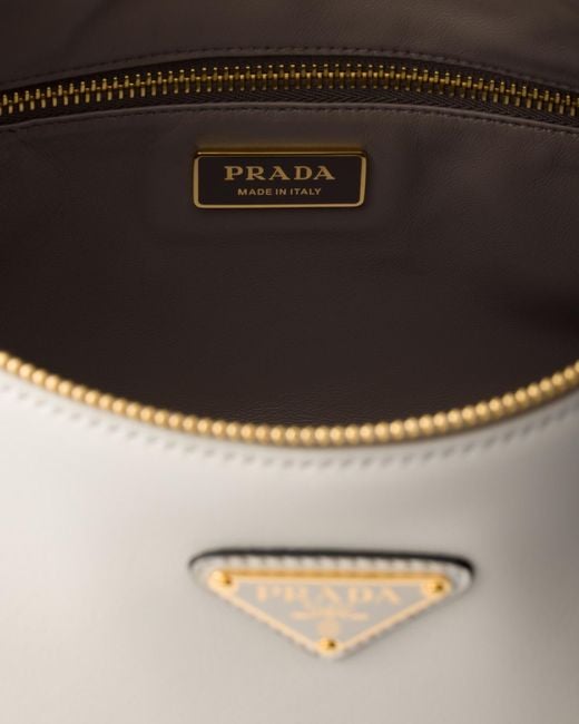Prada Gray Triangle-Logo Zipped Large Shoulder Bag