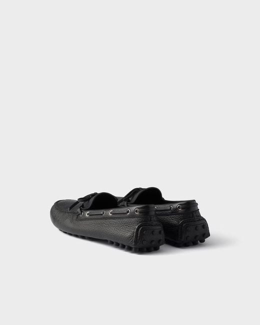 Prada Black Leather Driving Shoe for men