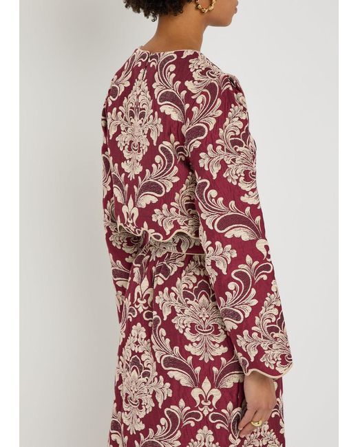 Farm Rio Red Jacquard Woven Crop Top