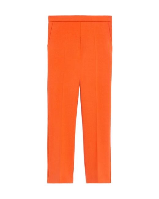 Max Mara Orange Side Zipper Wool Casual Pants