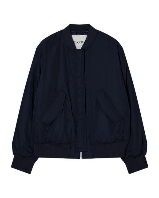 Closed Blue Logo-Patch Bomber Jacket