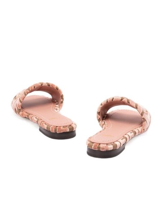 Fendi Pink Ff Flocked Sandals