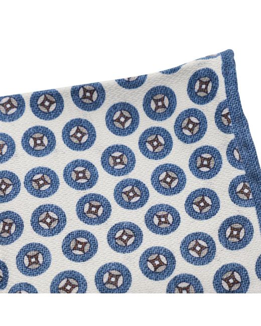 Brunello Cucinelli Blue Logo Patch Graphic Printed Pocket Scarf for men