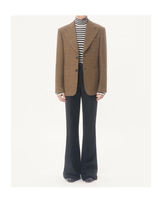 Valentino Brown Single-Breasted Wool Jacket With Glen Plaid Pattern for men