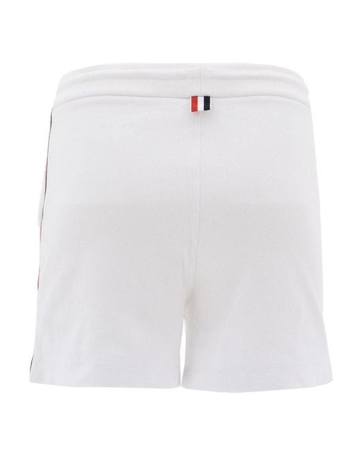 Thom Browne White Rwb Stripe Piqué Shorts