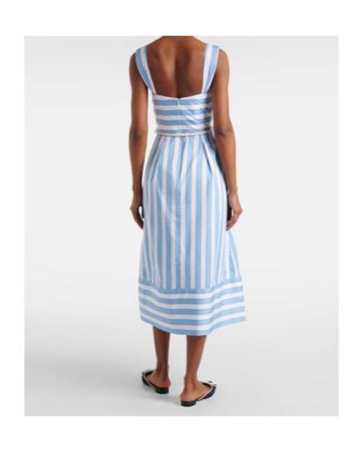 Rebecca Vallance Blue Nilah Striped Belted Cotton Midi Dress