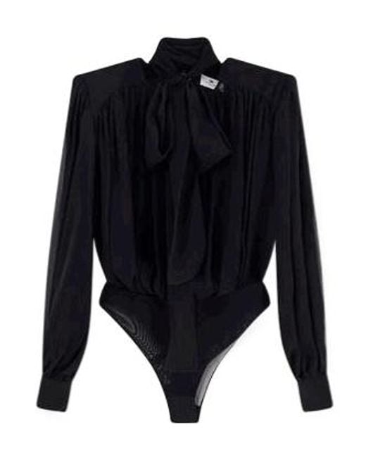 Elisabetta Franchi Blue Georgette Sash Bodysuit