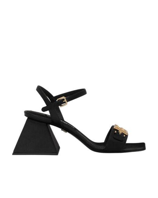 Dolce & Gabbana Black Logo-Detail Open-Toe Sandals