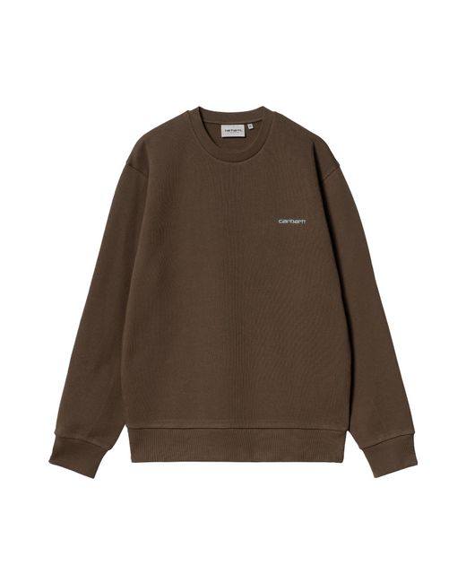 Carhartt Brown Script-Embroidered Crewneck Sweatshirt for men