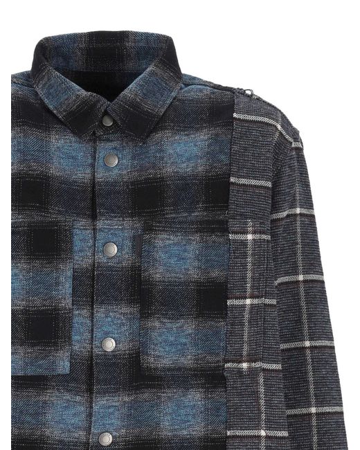 Haikure Black Check-Pattern Frayed Shirt for men