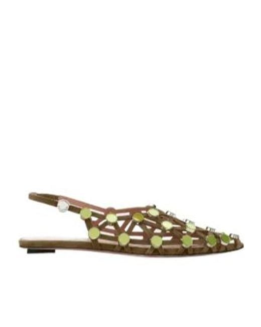 The Attico Metallic Embellished Caged Sandals
