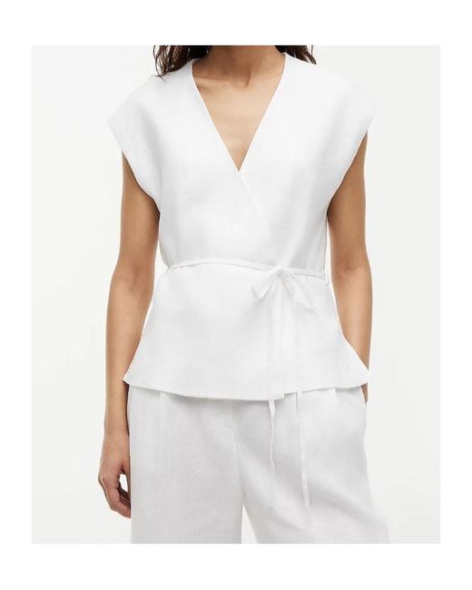 Tommy Hilfiger White Wrap-Style Sleeveless Blouse