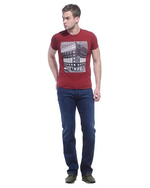 Armani Jeans Red Logo Detail T-Shirt for men