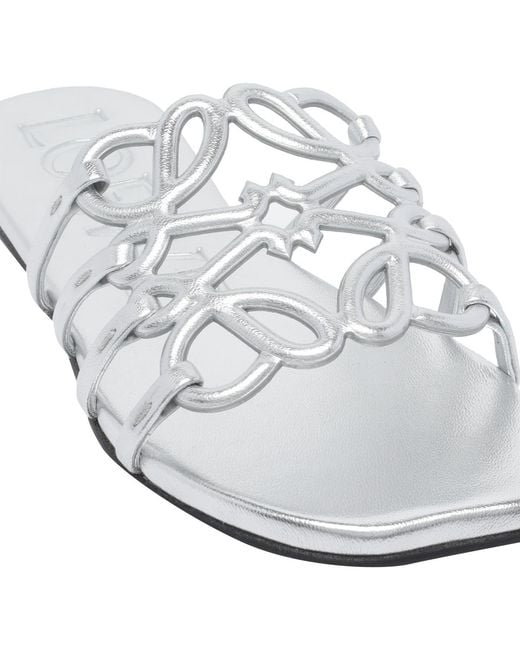 Loewe White Anagram Metallic Effect Slides