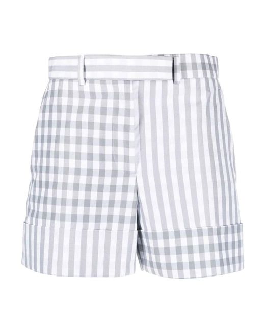 Thom Browne White Gingham Check Tailored Shorts