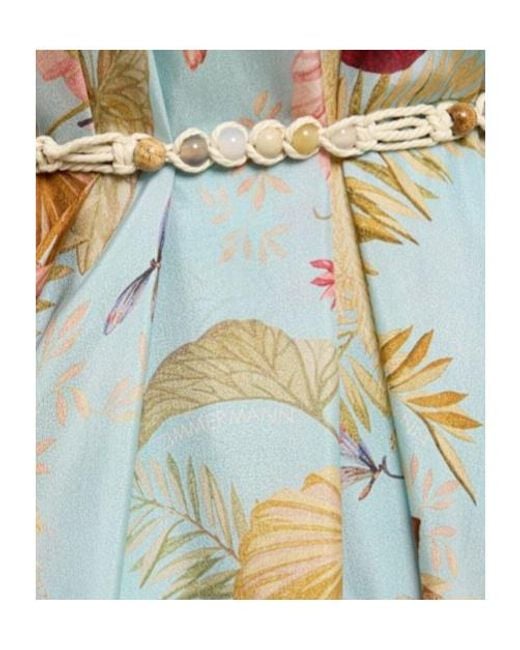 Zimmermann Blue Billowed Silk Maxi Dress