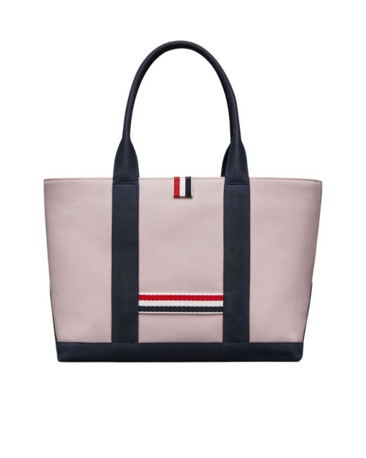 Thom Browne Purple Stripe-Detailing Tote Bag