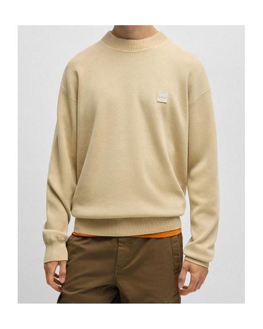 Boss Brown Mock-Neck Cotton Sweater for men