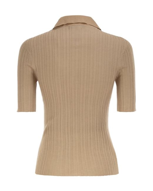 Fabiana Filippi Natural Short-Sleeved Polo Shirt