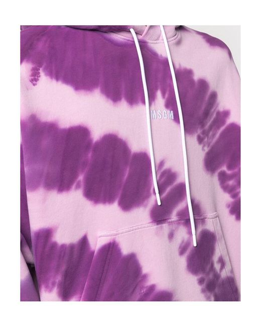 MSGM Purple Logo Printed Tie-Dye Hoodie for men