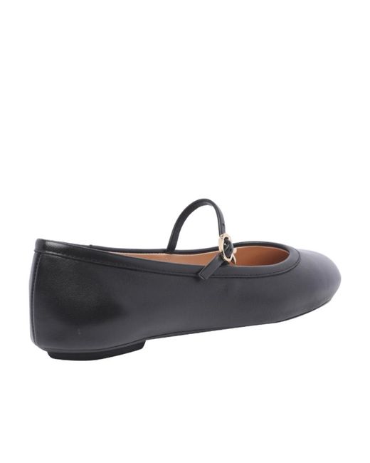 Gianvito Rossi Gray Carla Buckle-Strap Ballerina Shoes