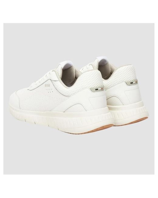 Boss White Boss Perforated Lace-Up Sneakers for men