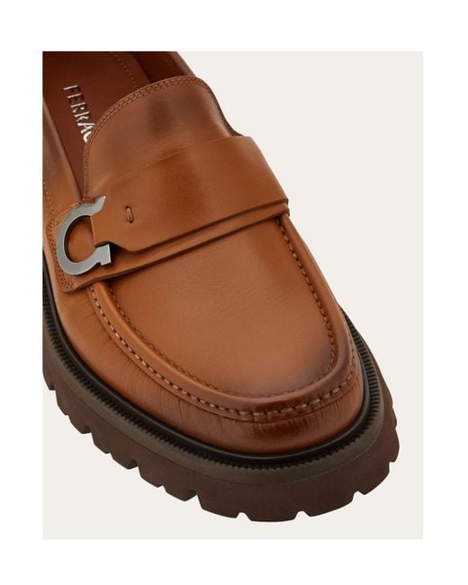 Ferragamo Brown Loafers With Gancini Embellishment for men
