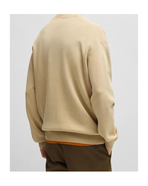 Boss Brown Mock-Neck Cotton Sweater for men