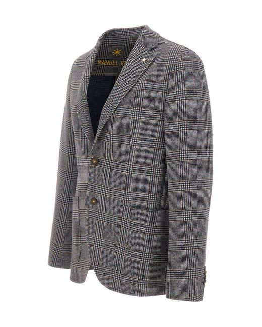 Manuel Ritz Gray Sempre Houndstooth Blazer for men