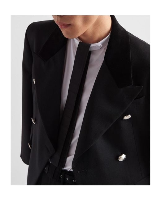 Prada Black Double-Breasted Tailored Blazer for men