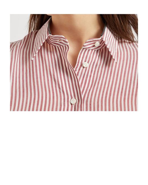 Brunello Cucinelli Pink Striped Long-Sleeved Shirt