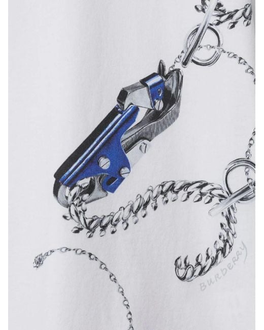 Burberry White Knight-Printed Crewneck T-Shirt