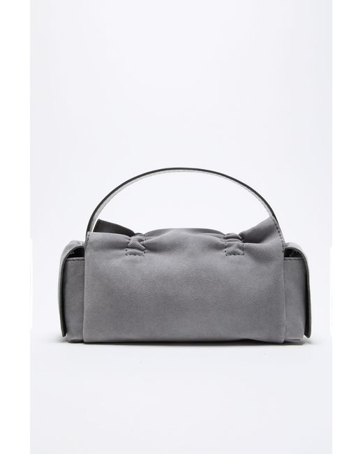 Acne Gray Multipocket Suede Shoulder Bag