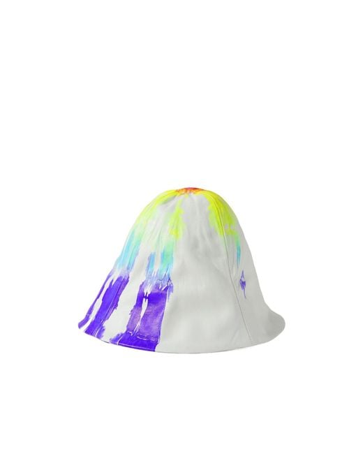 Conner Ives White Tie-Dyed Leather Bucket Hat