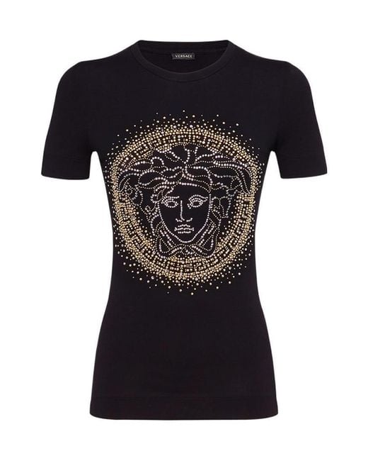 Versace Black Medusa Head Studded T-Shirt