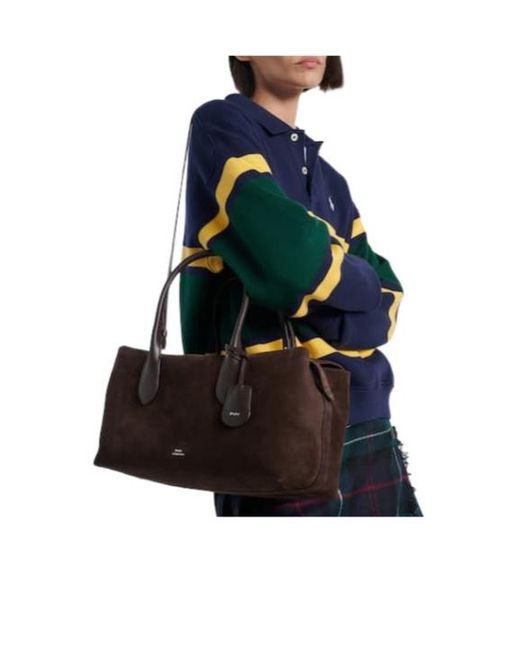 Polo Ralph Lauren Brown Solid Color Suede Shoulder Bag