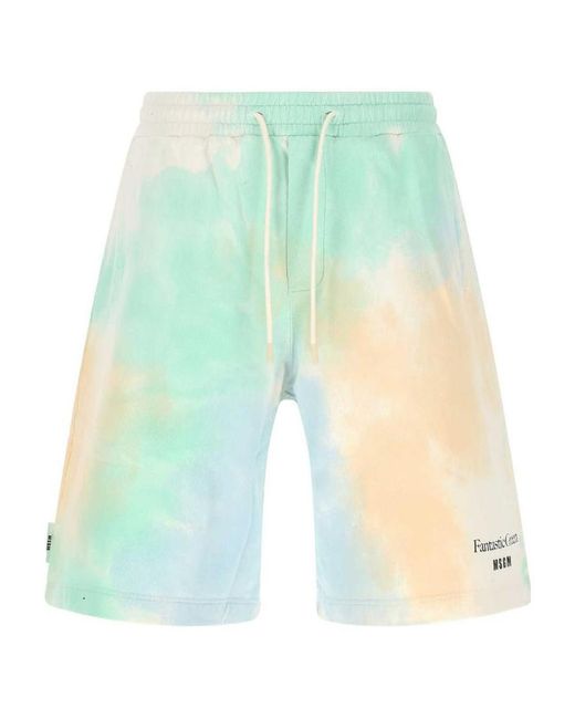 MSGM Blue Fantastic Tie Dye Bermuda Shorts for men