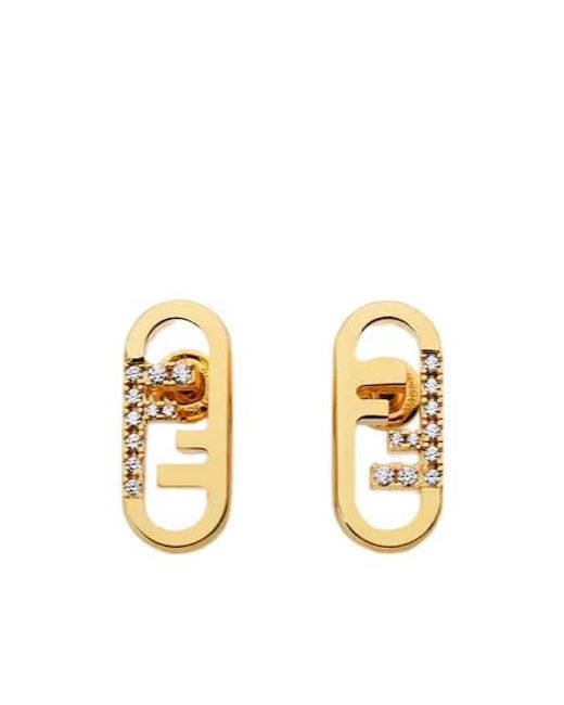 Fendi Metallic O'Lock Embellished Earrings