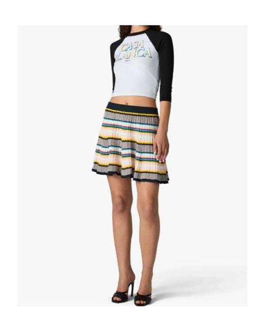 Casablanca Multicolor Zigzag Pleated Knitted Skirt