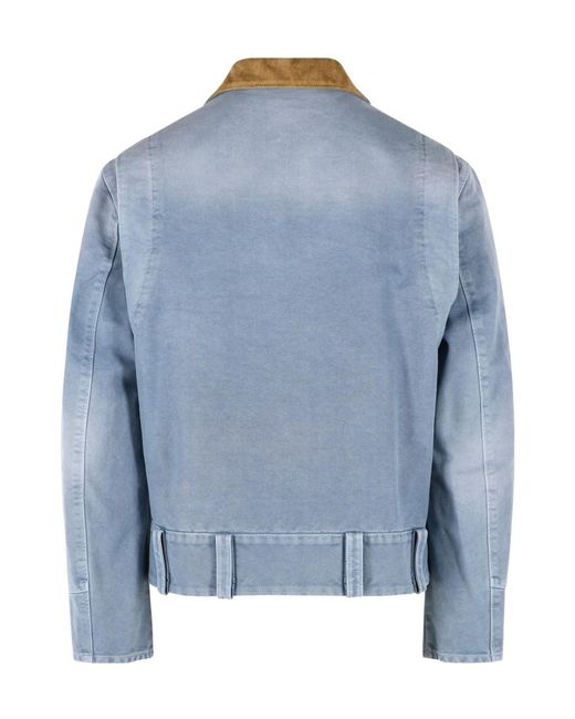 Marni Blue Contrast Collar Zip Jacket for men