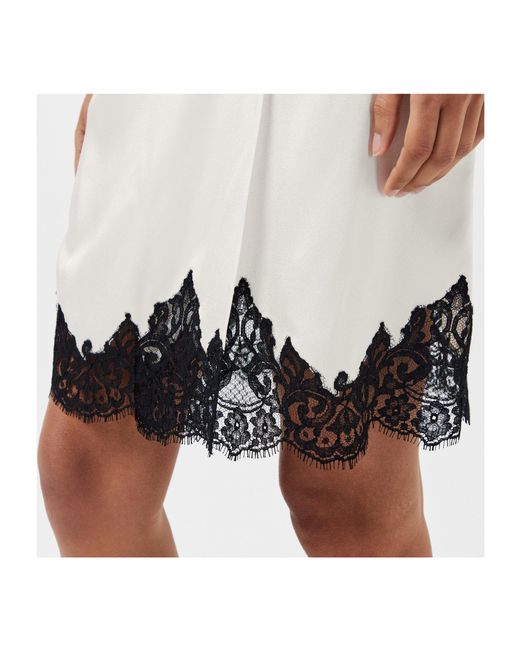 Stella McCartney White Lace-Trimmed Satin Midi Skirt