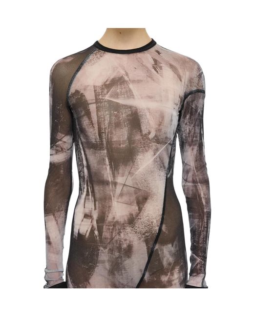 Helmut Lang Gray Scribbe Twisted Dress