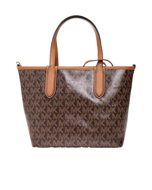 MICHAEL Michael Kors Brown Small Logo-Print Canvas Tote Bag