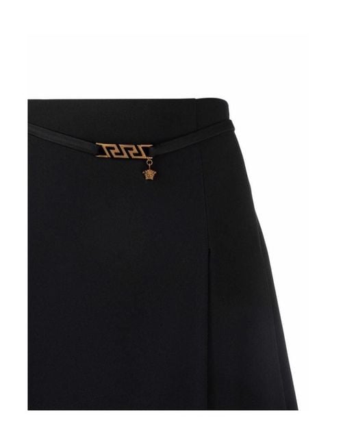 Versace Black High Waist La Greca Chain Mini Skirt