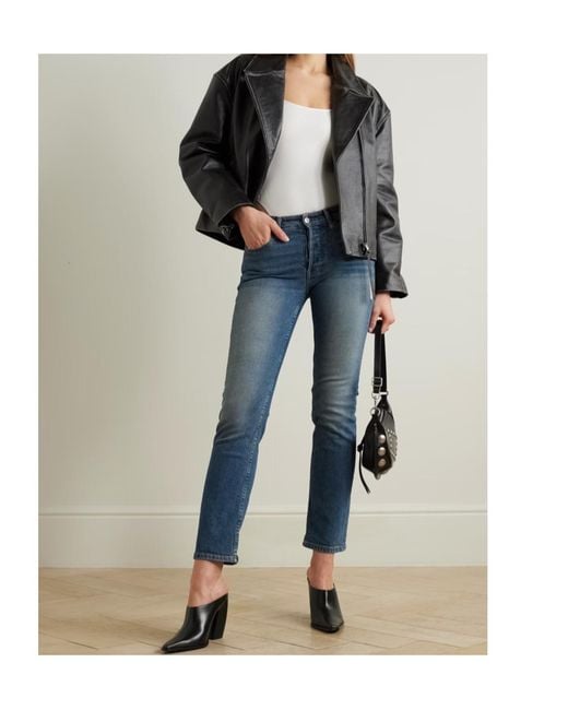 Re/done Blue Pamela Anderson The Anderson Mid-Rise Slim-Leg Jeans